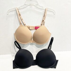 Isaac Mizrahi New York black / nude pushup bras‎ set of 2 Sz.38C Minimalist Plus